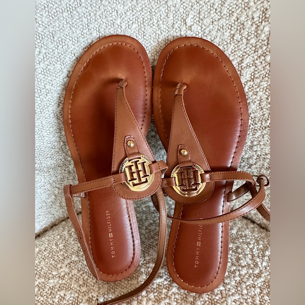 Tommy Hilfiger Tan Leather Sandals